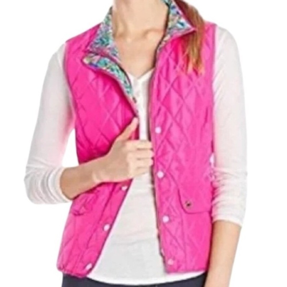 Lilly Pulitzer Getaway Quilted Puffer Vest Pink Size‎ Small Preppy Old Money